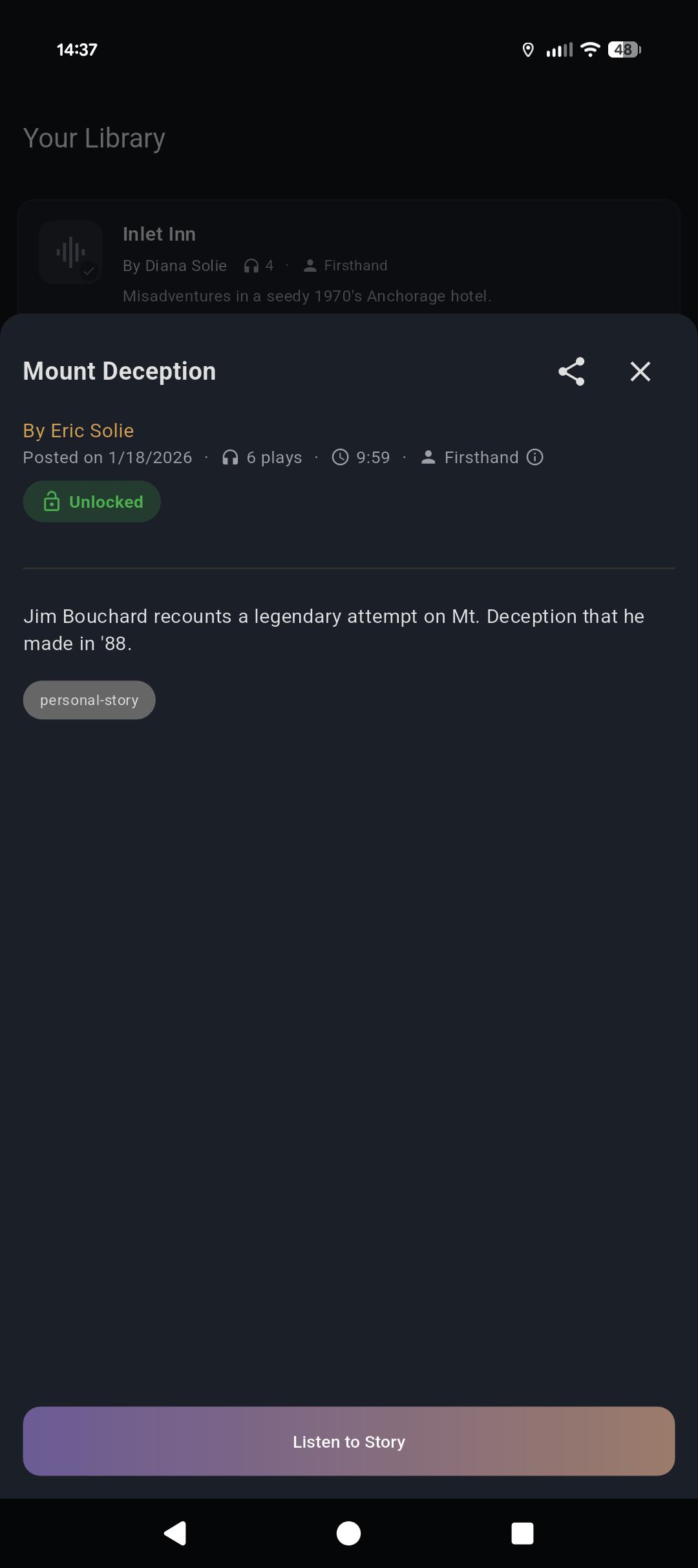 Lore app story detail view